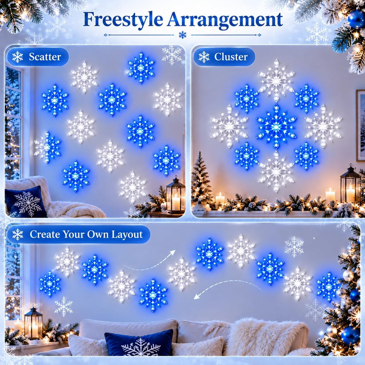 SnoGlow LED Snowflake Wall Set (12 pcs)