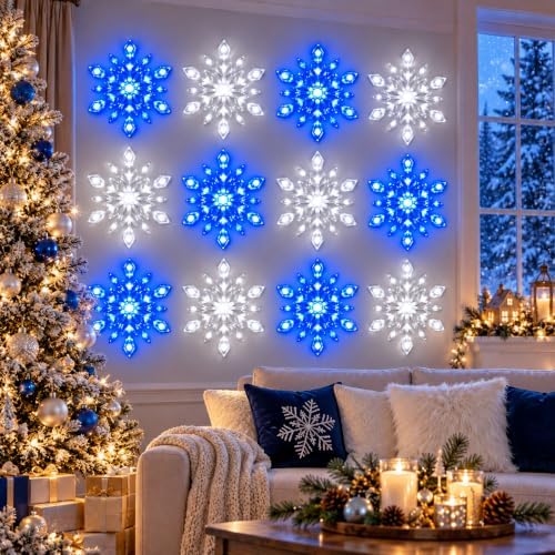 SnoGlow LED Snowflake Wall Set (12 pcs)