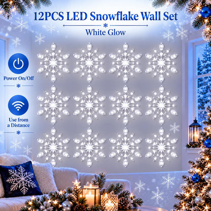 SnoGlow LED Snowflake Wall Set (12 pcs)