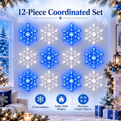 SnoGlow LED Snowflake Wall Set (12 pcs)
