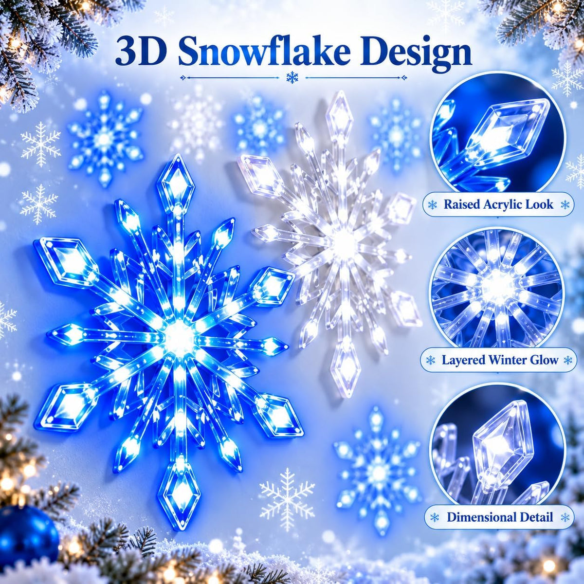 SnoGlow LED Snowflake Wall Set (12 pcs)